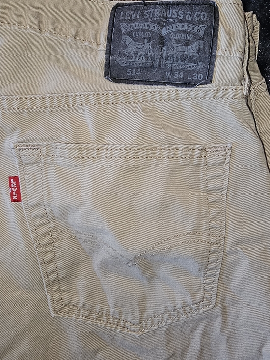 Levi's Other - Levi's 514 Jeans Men's Straight Leg 34x30 Khaki Beige Tan Denim Classic Casual